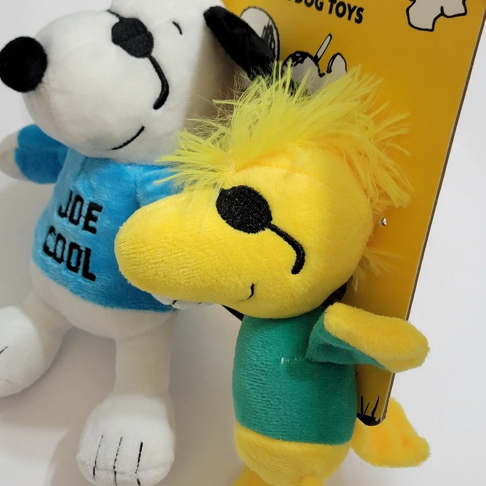 Peanuts Snoopy Joe Cool and Woodstock 2 Pack Plush Squeaker Dog Toys New
